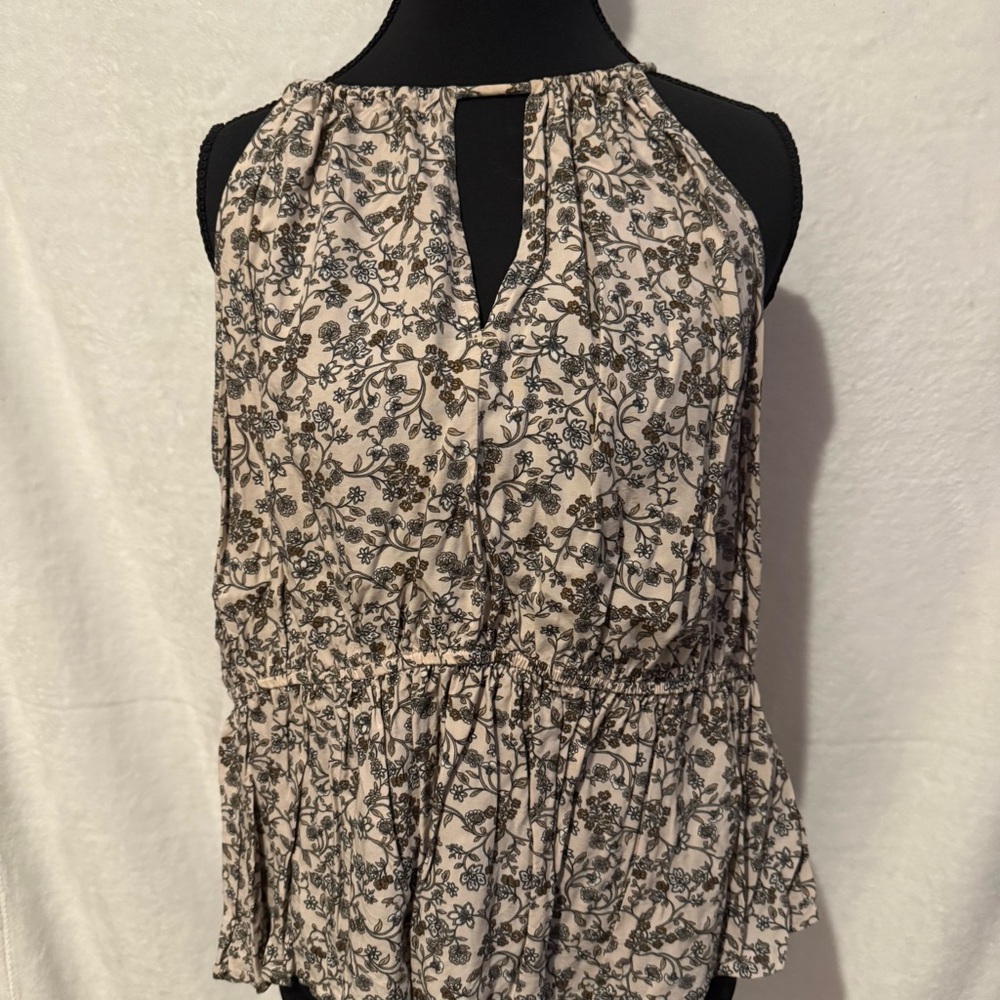 Old Navy Black and Cream Floral Blouse